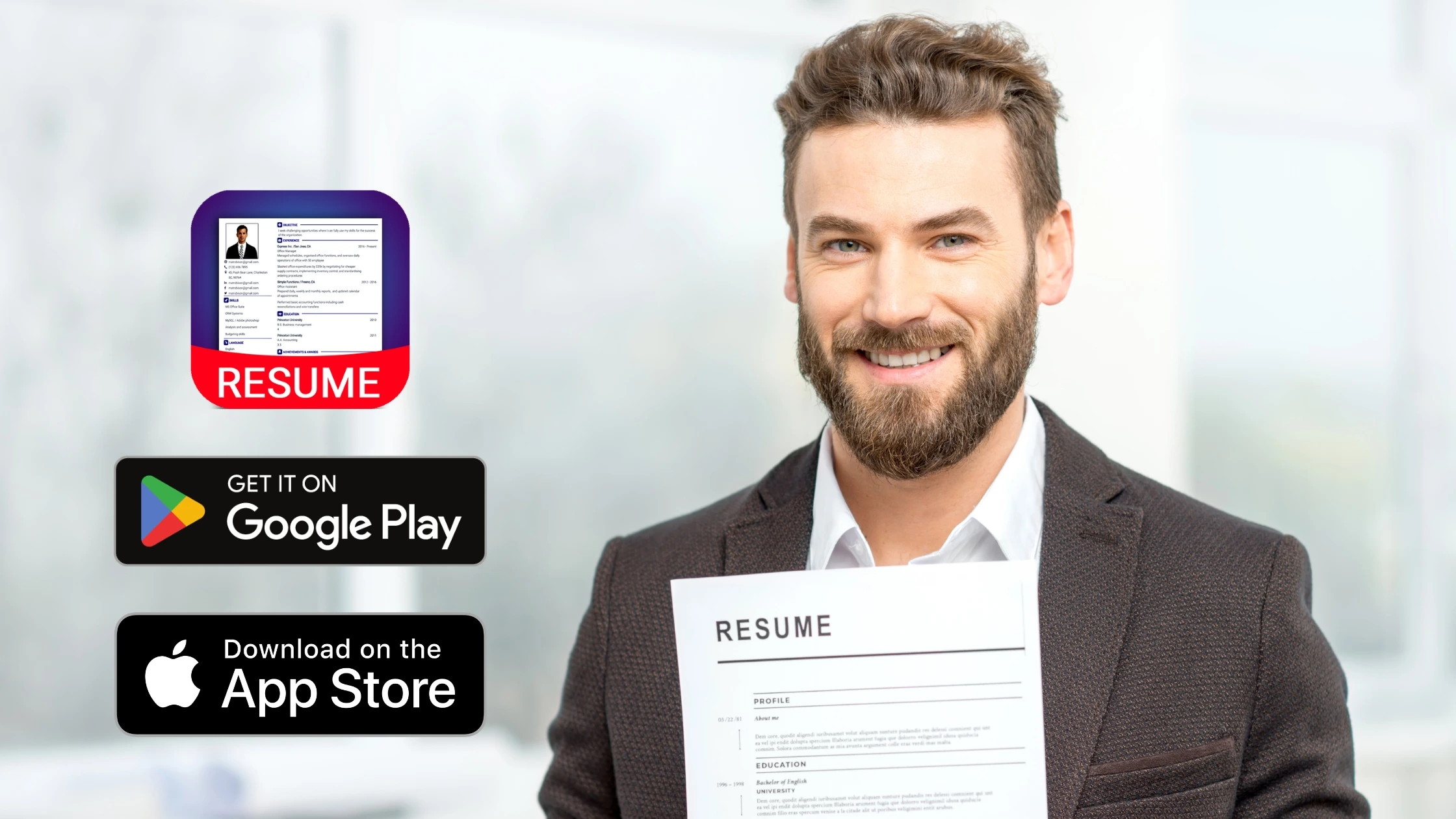Create professional ATS-friendly resumes for free with Intelligent CV Resume Builder App on Android and iOS